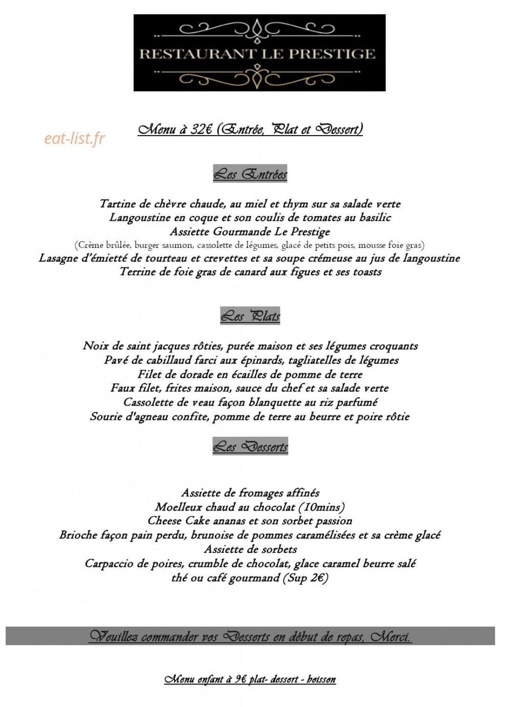 Le Prestige — carte page 2