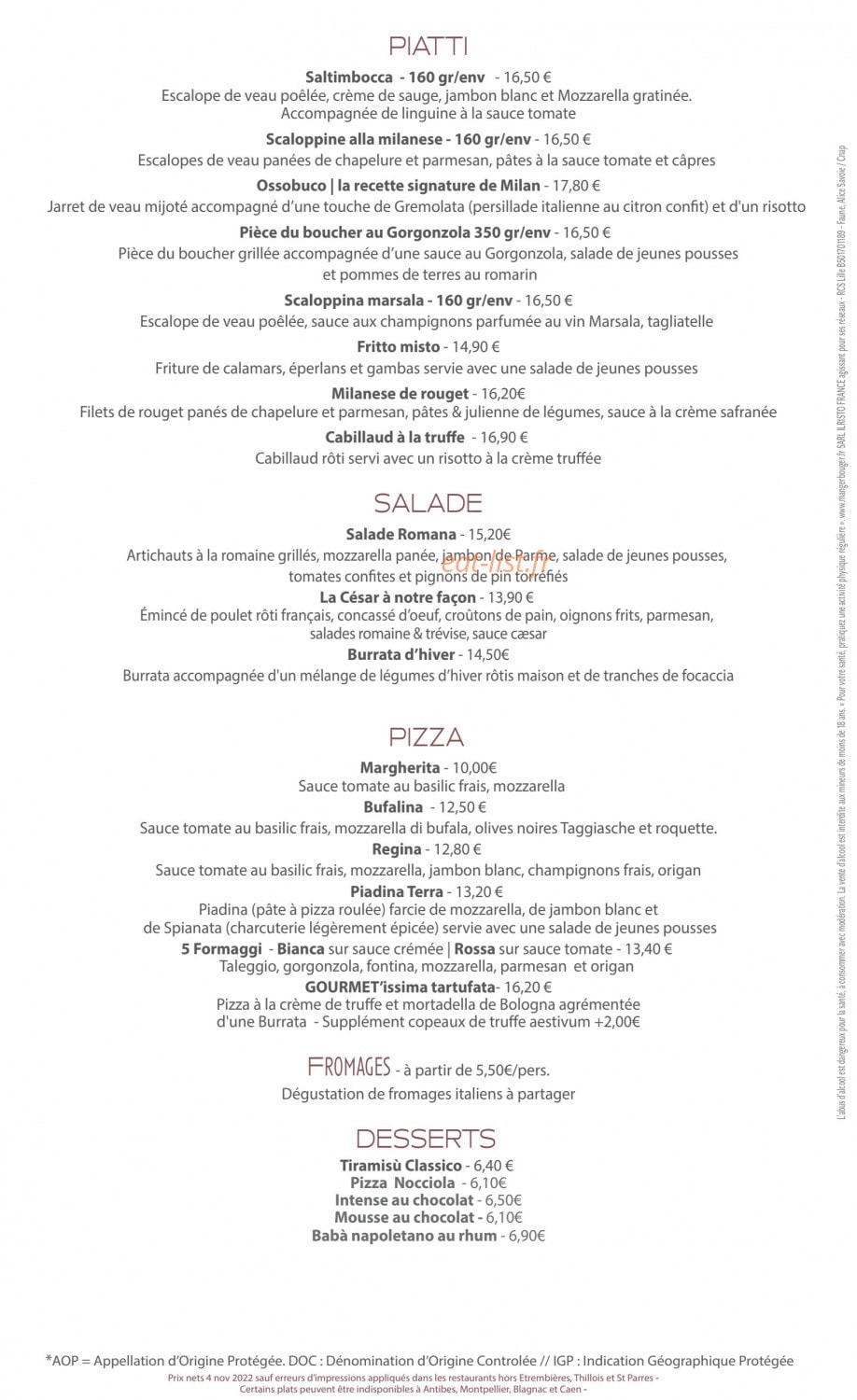 Il Ristorante — carte page 2