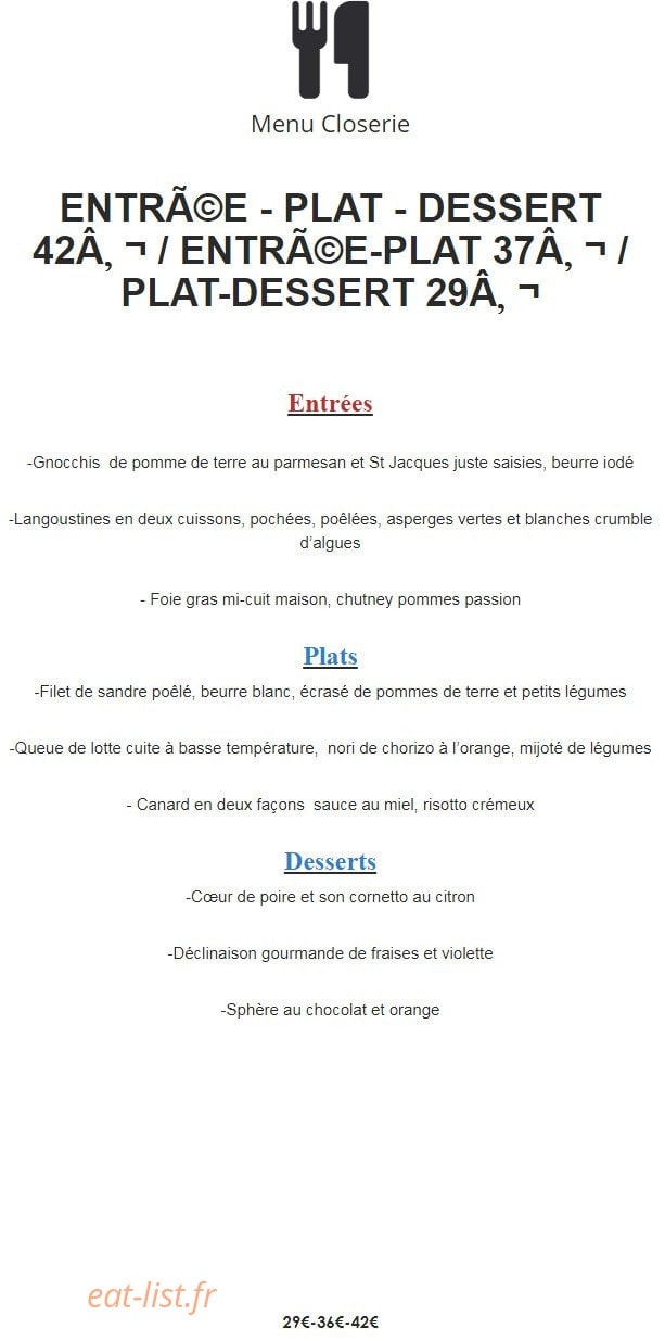 La Closerie — carte page 2