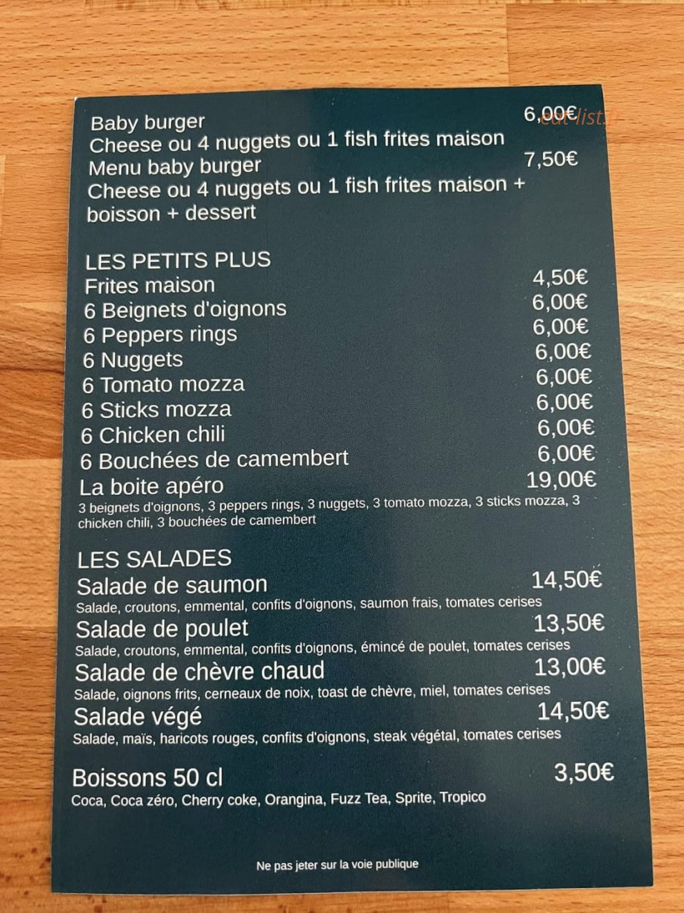 Le Burger — carte page 2