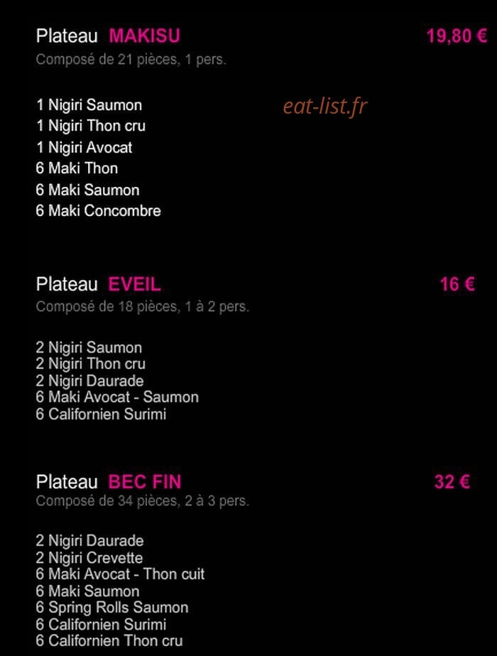Ban Sushi — carte page 1