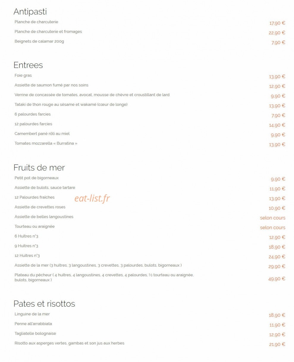 Chez Cocoche — carte page 1