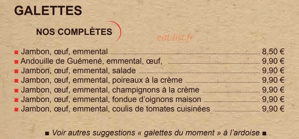 Côté Crêpes — carte page 2