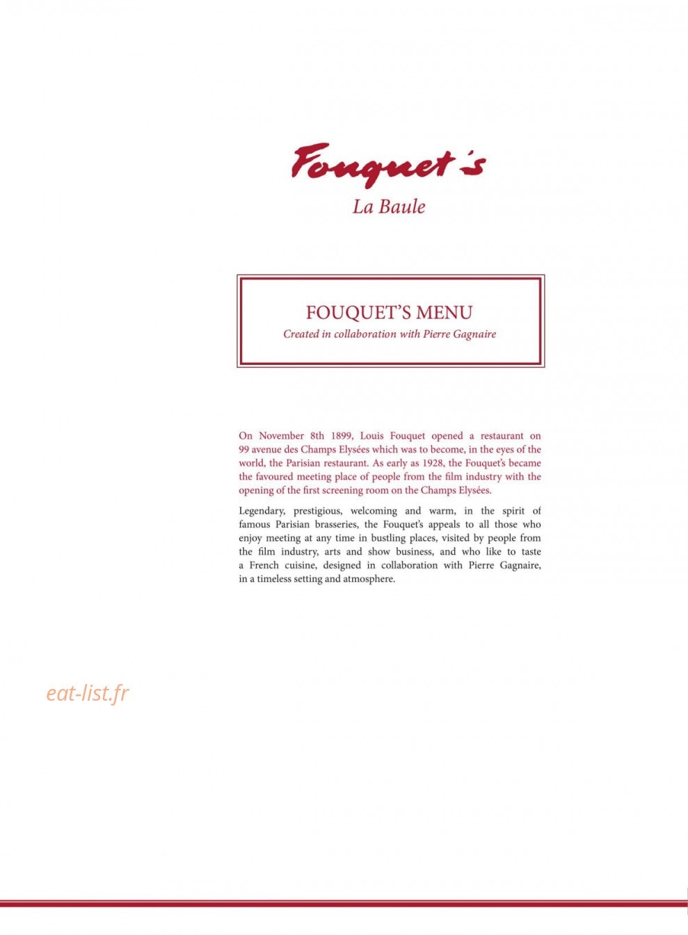 Le Fouquet's — carte page 1