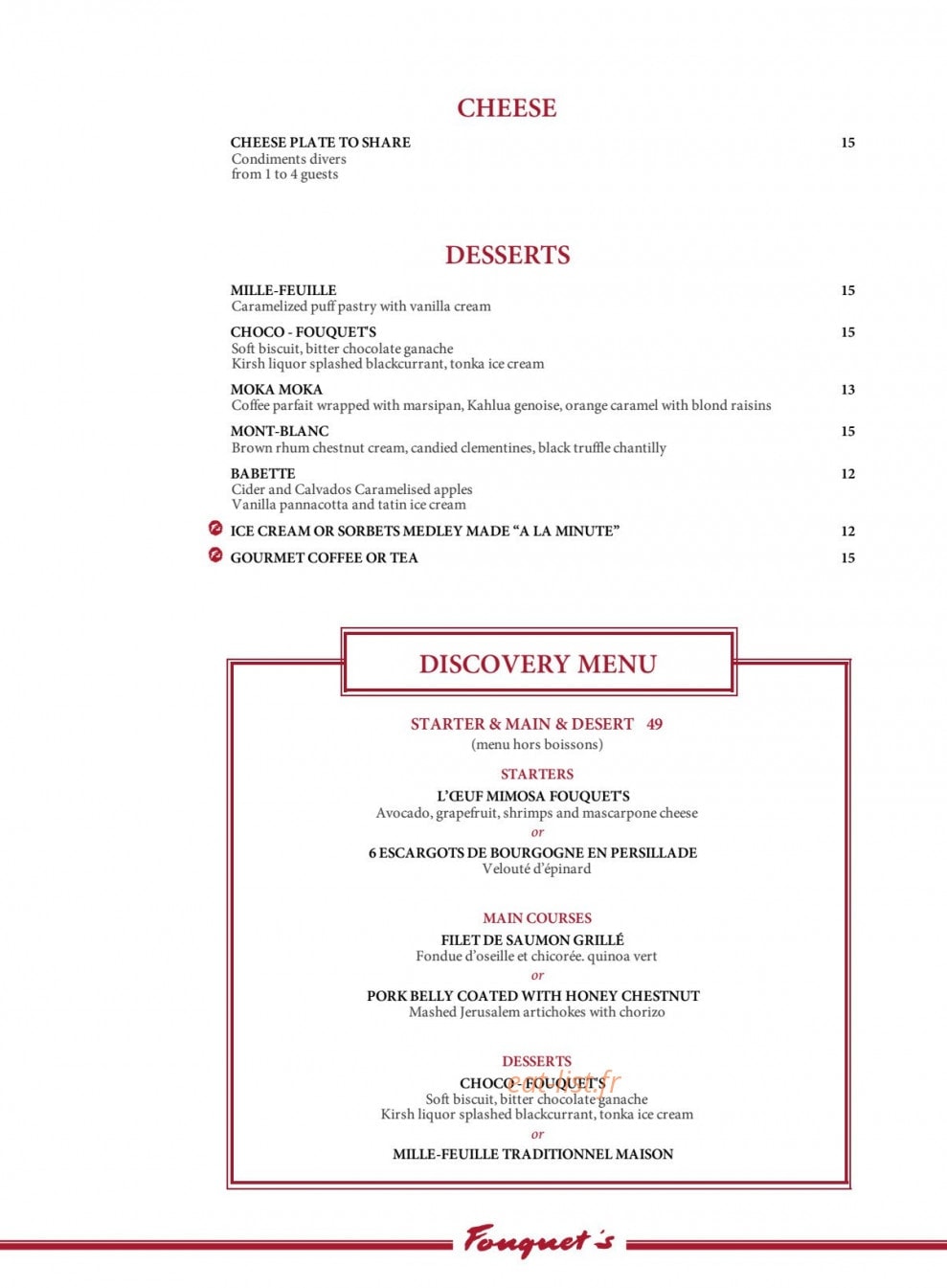 Le Fouquet's — carte page 5