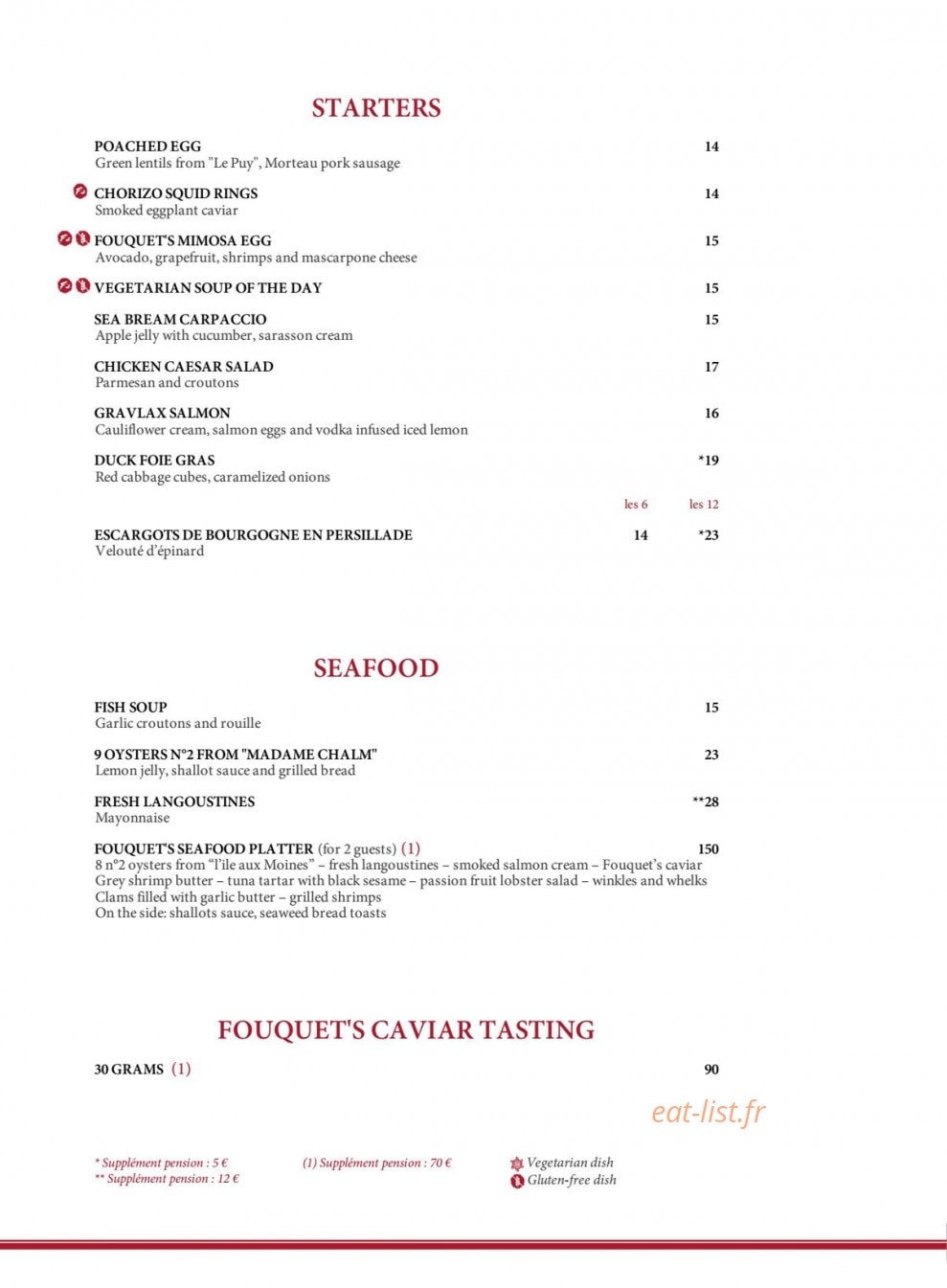 Le Fouquet's — carte page 2