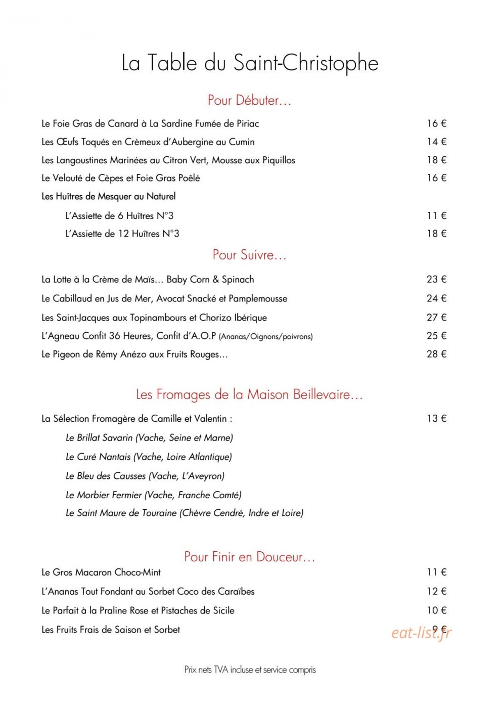 Le Saint Christophe — carte page 1