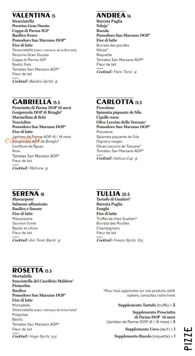 Carte et menu de Monica – Le Clan des Mamma à La Baule Escoublac — Les pizzas suite