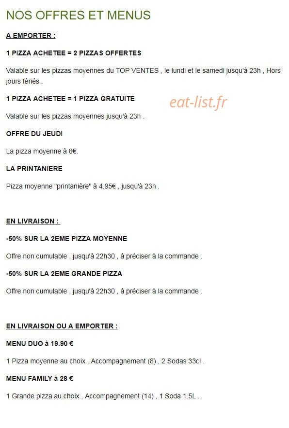 Pizza Paoli — carte page 1
