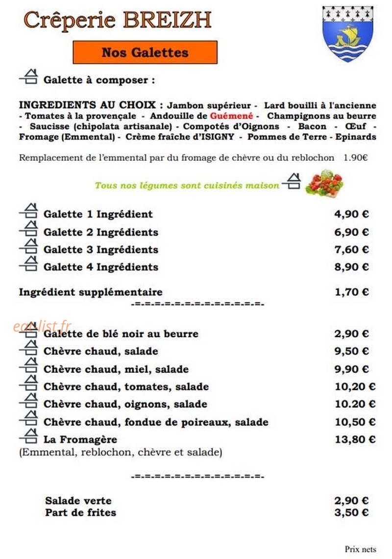Crêperie Breizh — carte page 9