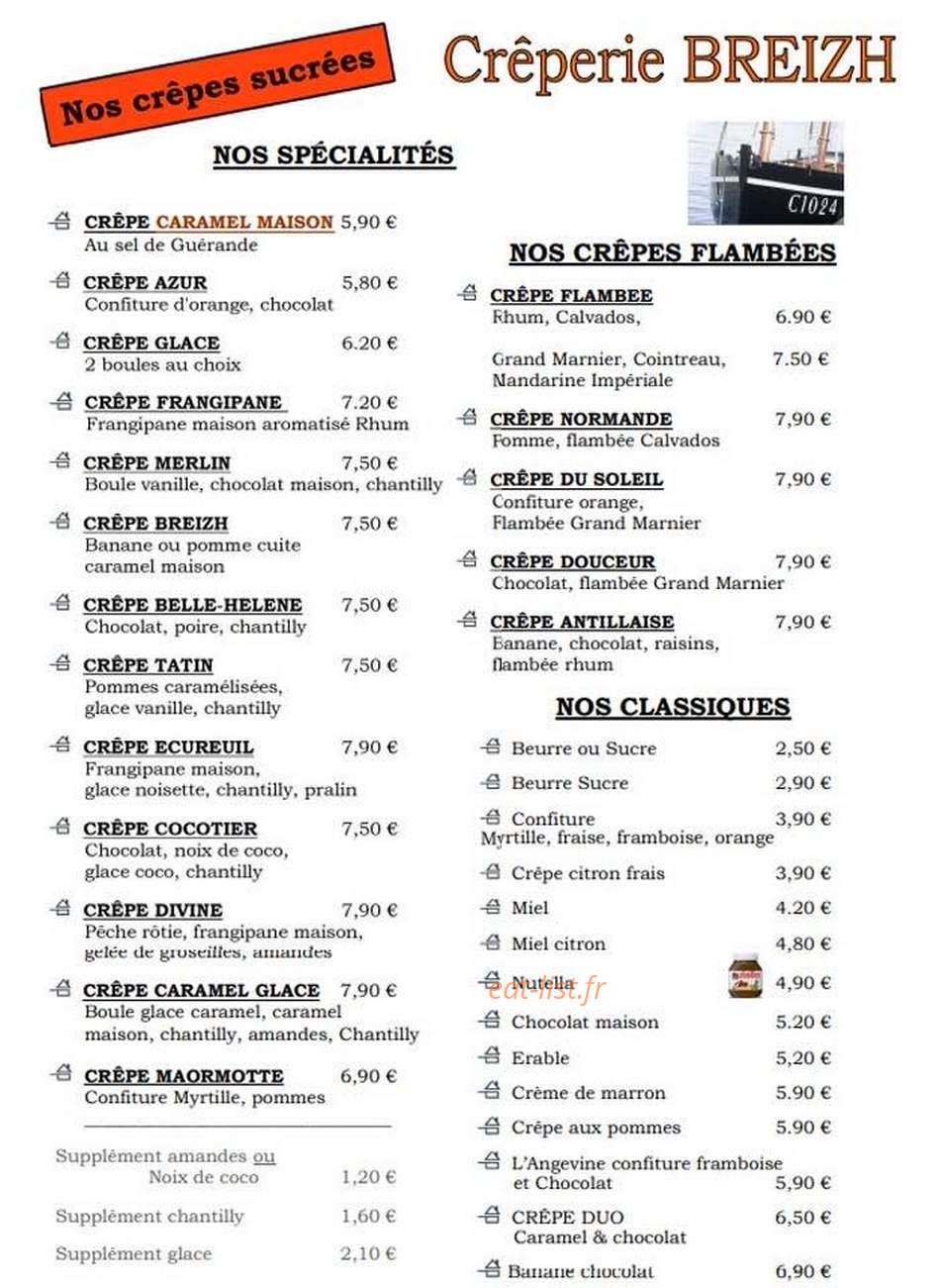 Crêperie Breizh — carte page 2