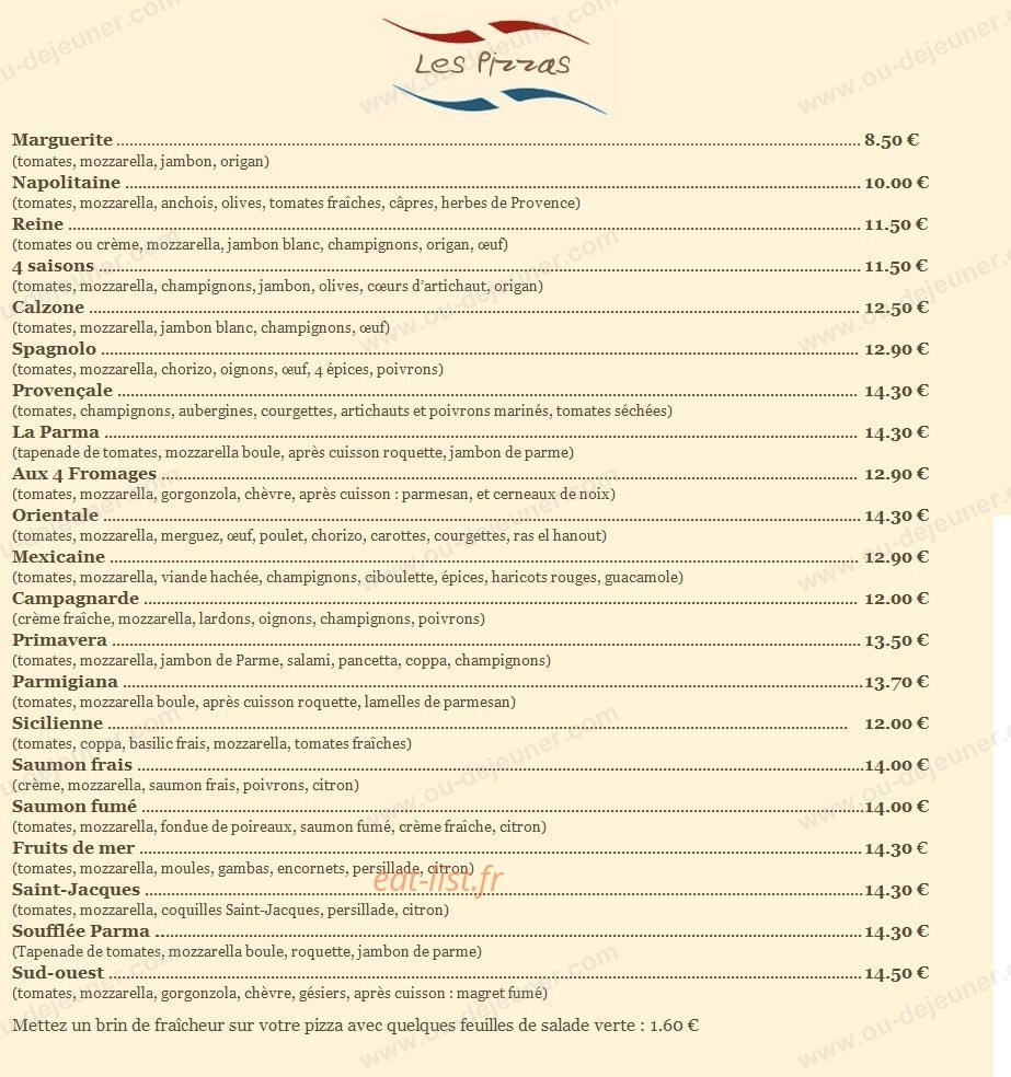 Une pizza à la mer — carte page 3
