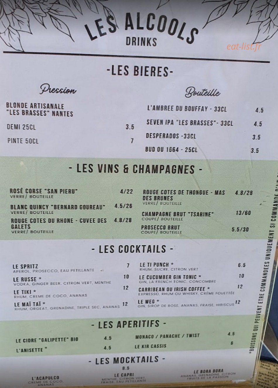 Carte et menu de Woodstock En Gare à Le Pouliguen — Les bières, cocktails et vins, ...