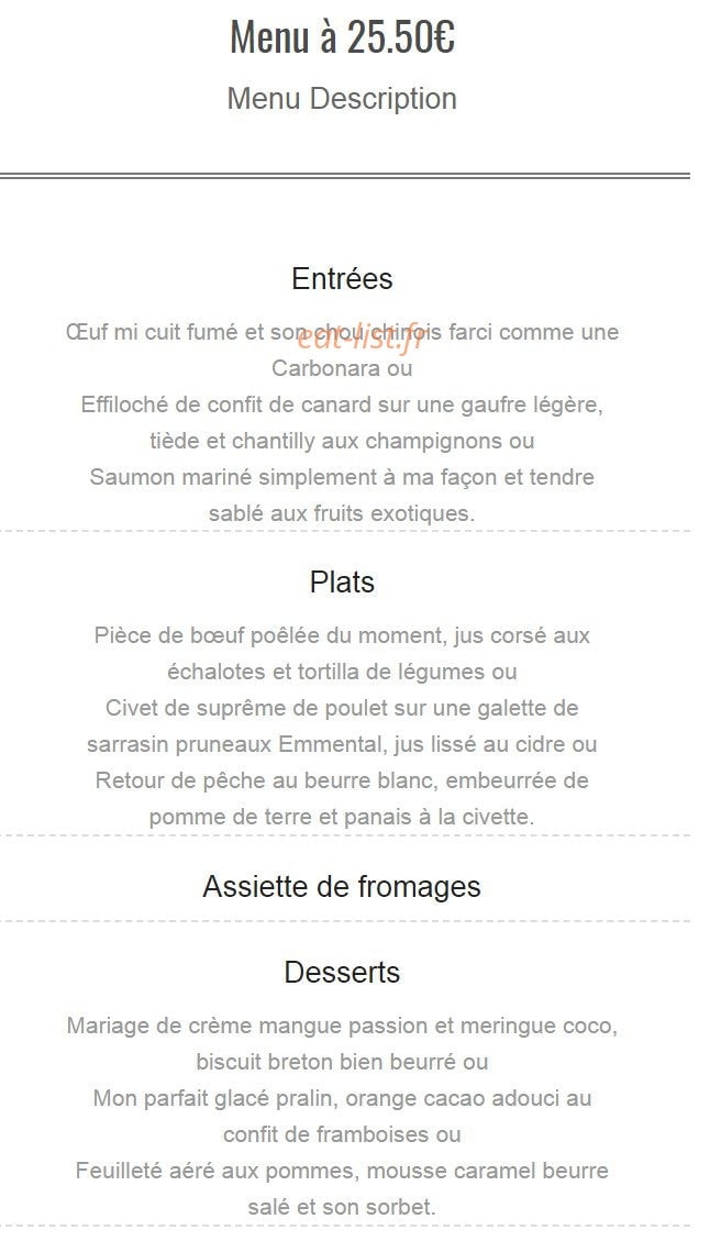 Auberge du Tire Bouchon — carte page 1