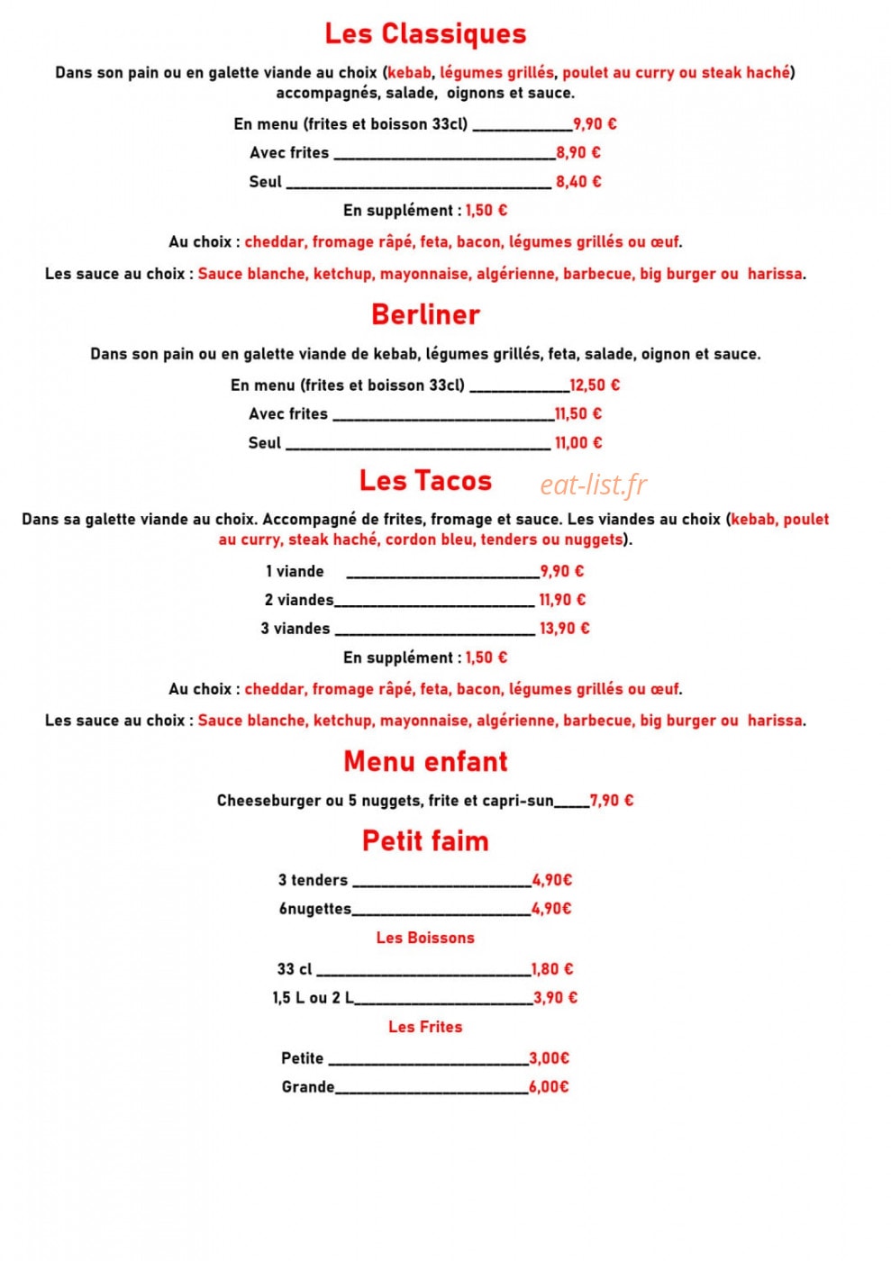 Le Petit Gourmand — carte page 2