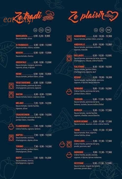 Ze pizza — carte page 1