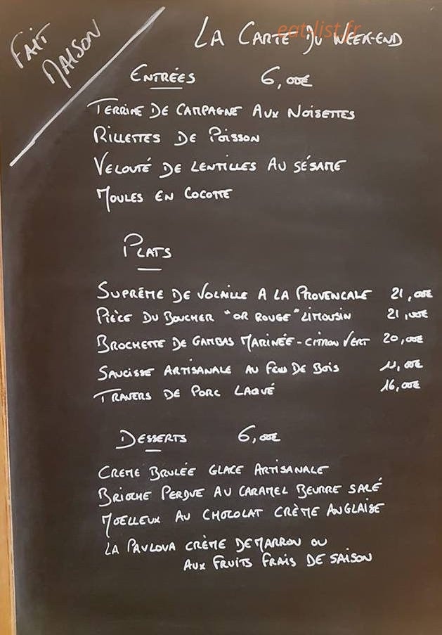 La Réserve des Convives — carte page 1