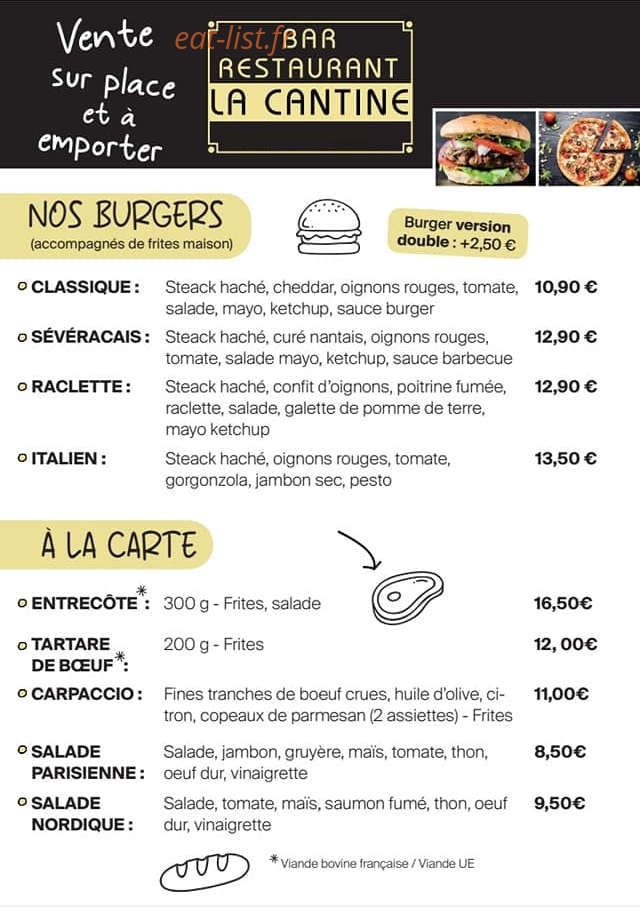 La Cantine — carte page 1