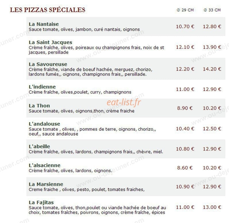 Le Kiosque à Pizzas — carte page 3