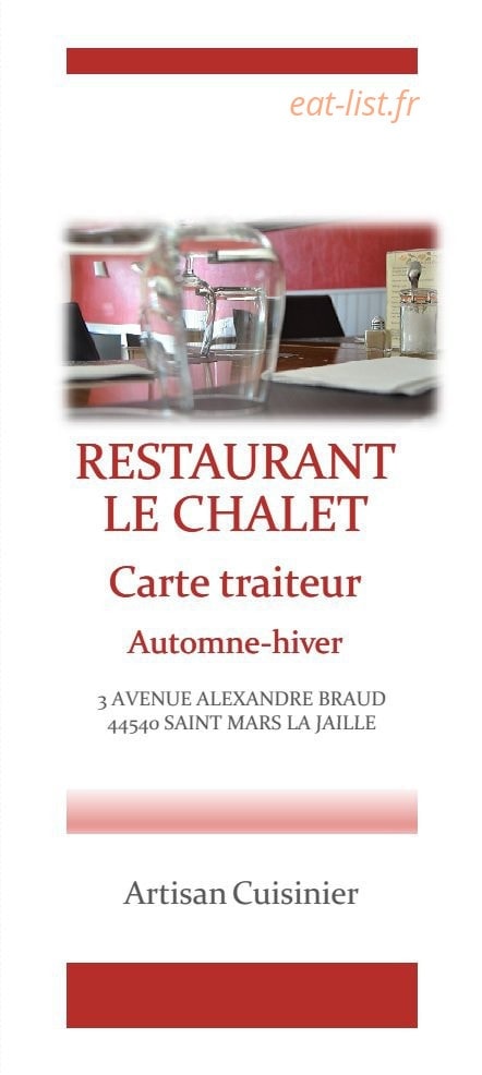 Restaurant Le Chalet — carte page 1