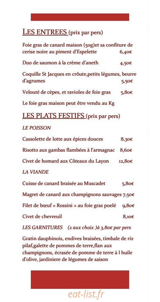 Restaurant Le Chalet — carte page 2