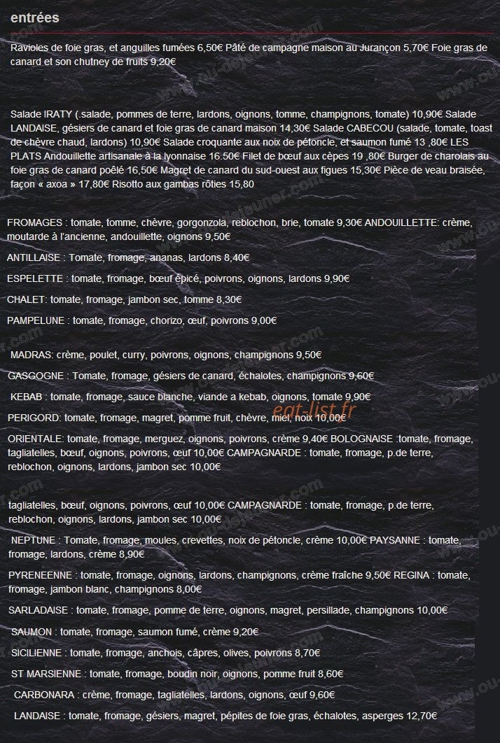 Restaurant Le Chalet — carte page 7