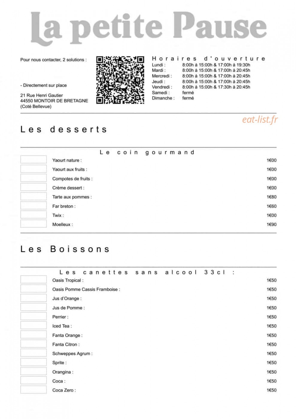 La Petite Pause — carte page 6