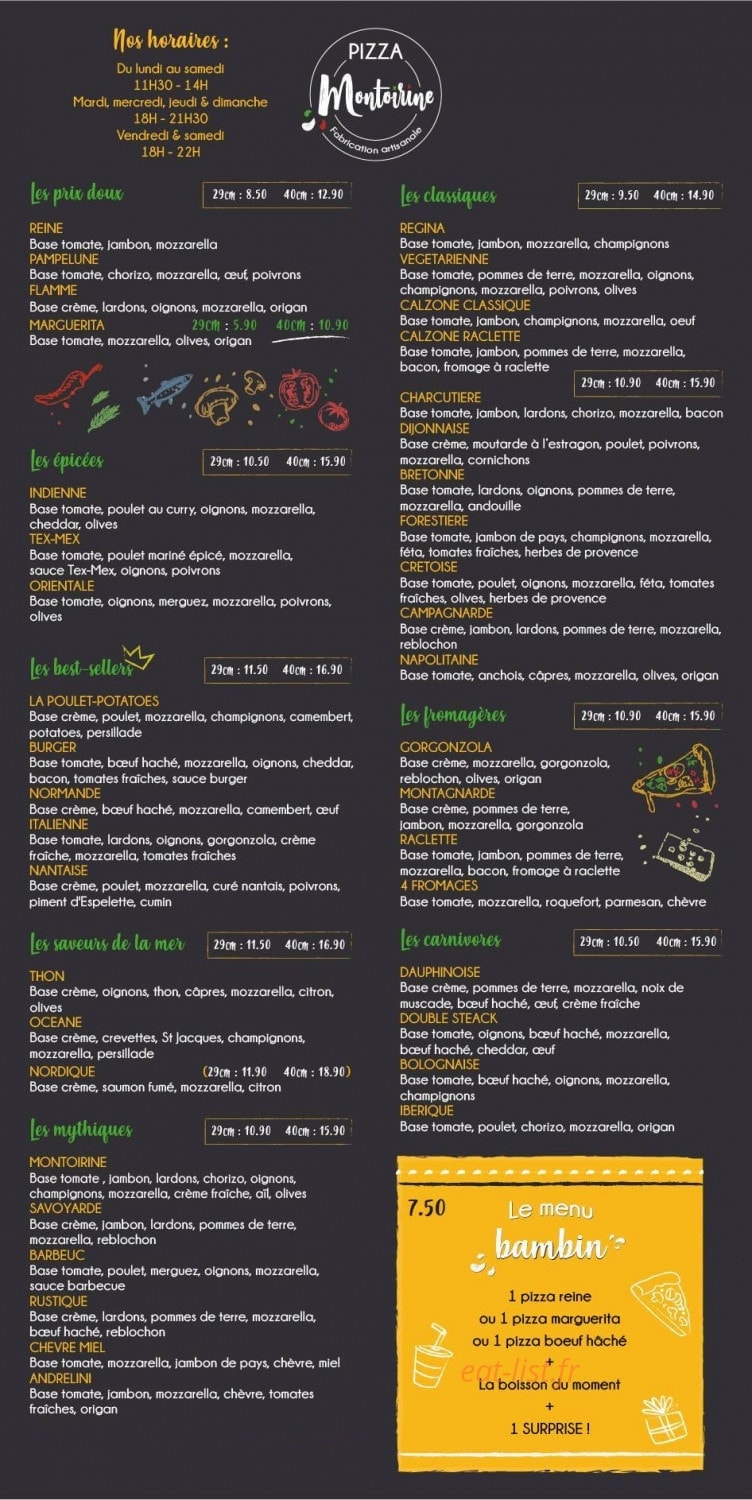 Pizza Montoirine — carte page 2