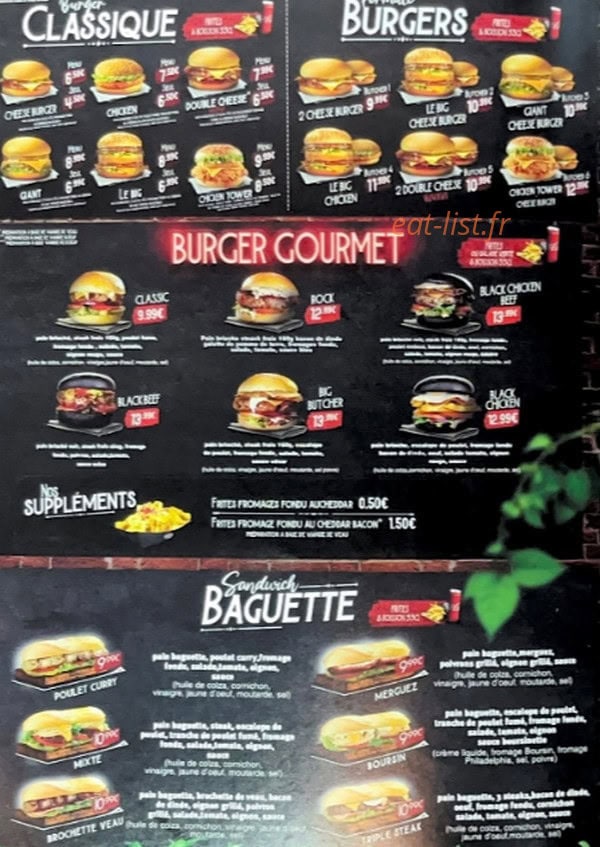 the butcher food — carte page 1