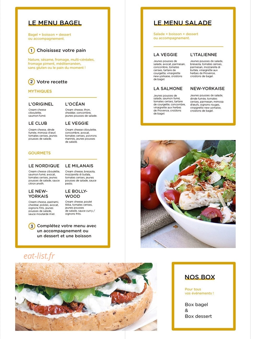 Bagel Corner — carte page 1