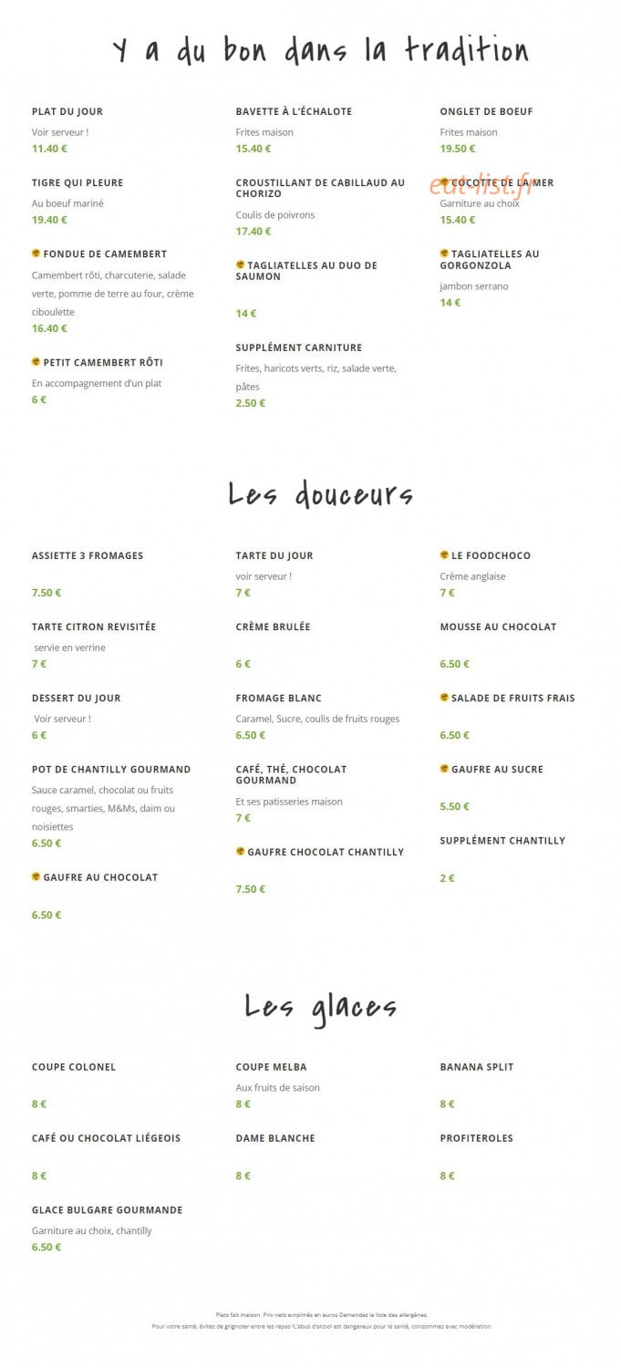 Food Bar — carte page 2