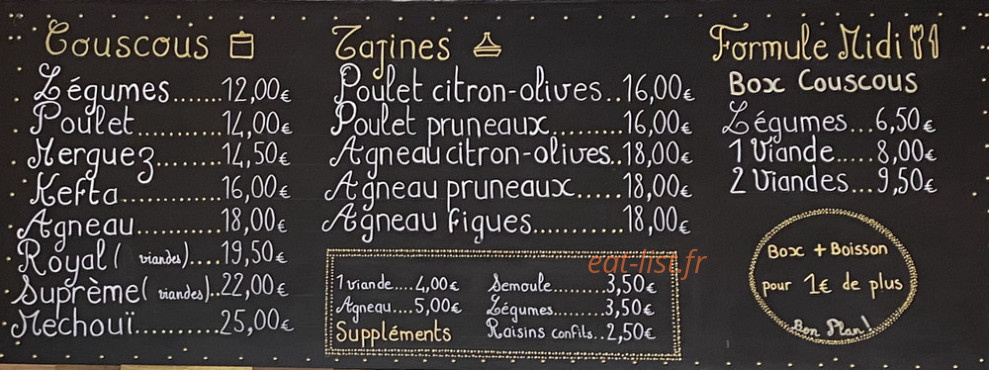La Couscousserie — carte page 1