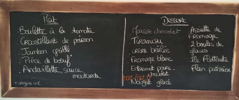 Le Bistrot — carte page 1