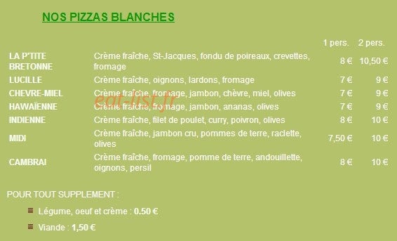 Pierrick pizza — carte page 2