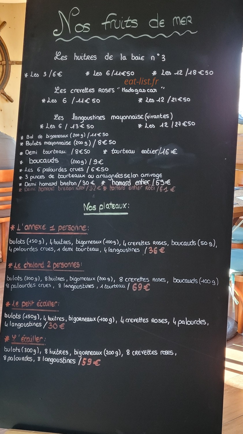 Carte et menu de Marina Bay à Les Moutiers en Retz — L'ardoise