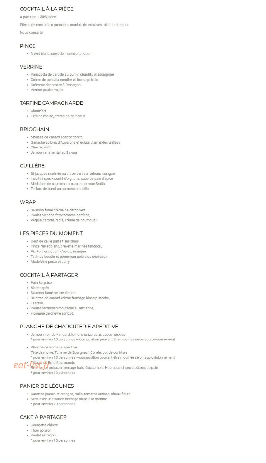 GB Traiteur — carte page 1