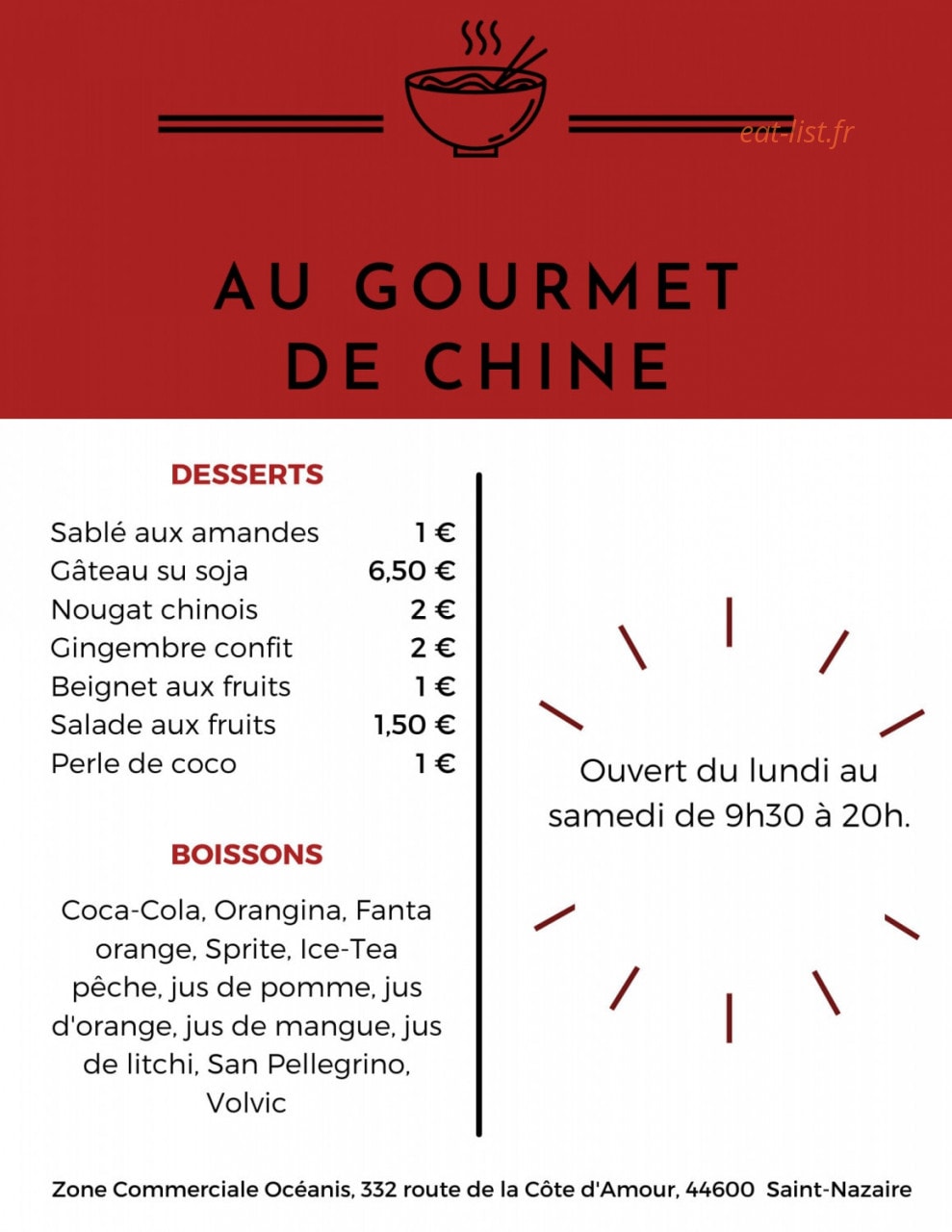 Au Gourmet de Chine — carte page 2