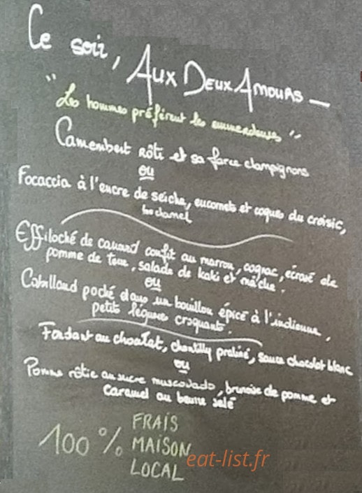 Aux Deux Amours — carte page 1