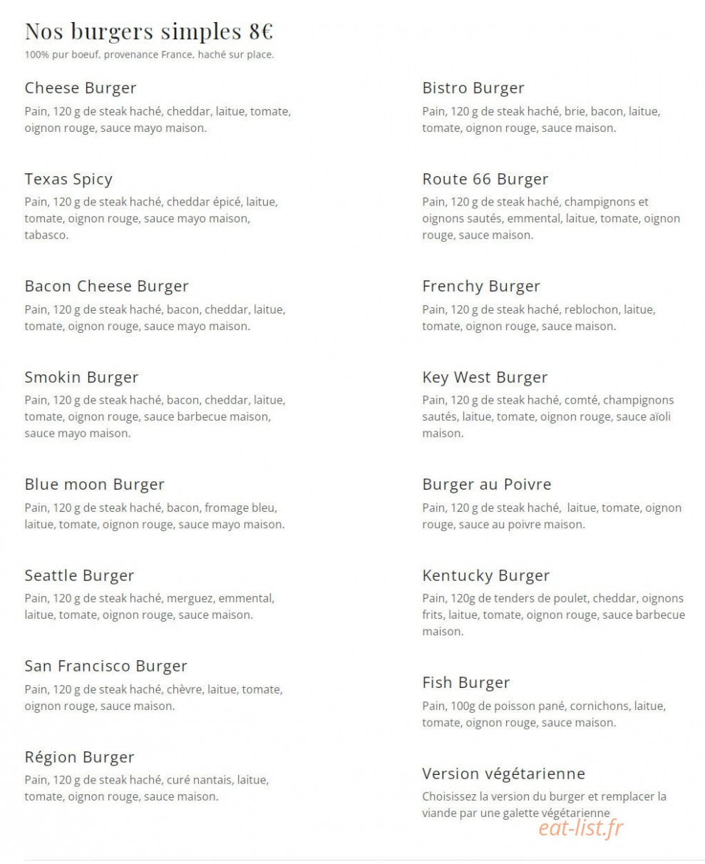 Burger House — carte page 1