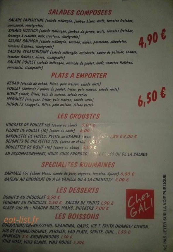 Chez Gali — carte page 2