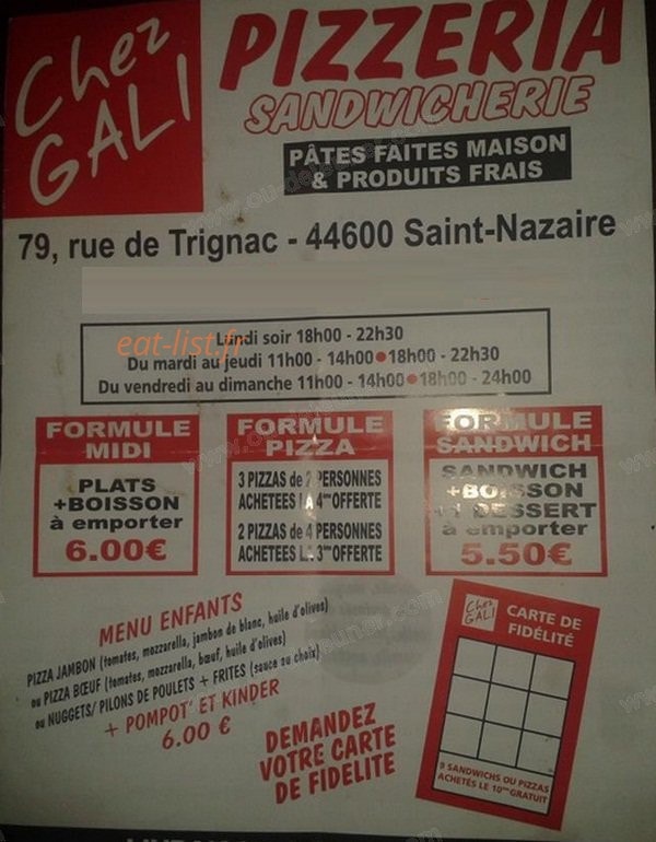Chez Gali — carte page 1