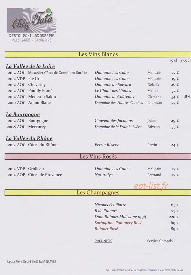 Chez Tata — carte page 7