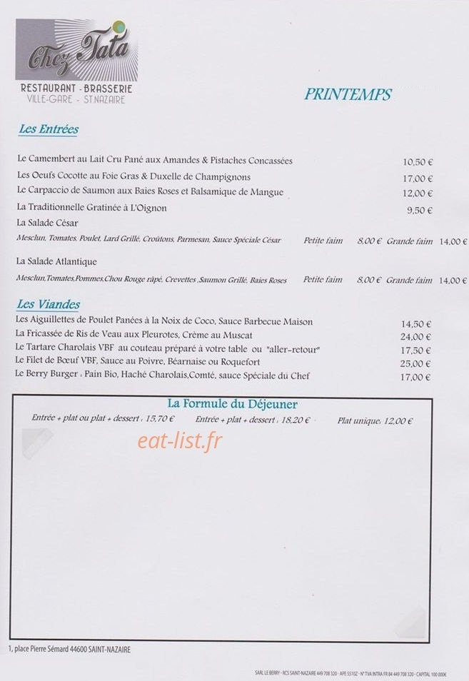 Chez Tata — carte page 3