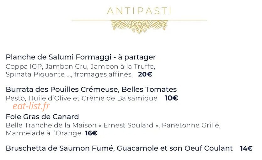 Churchill Café — carte page 1