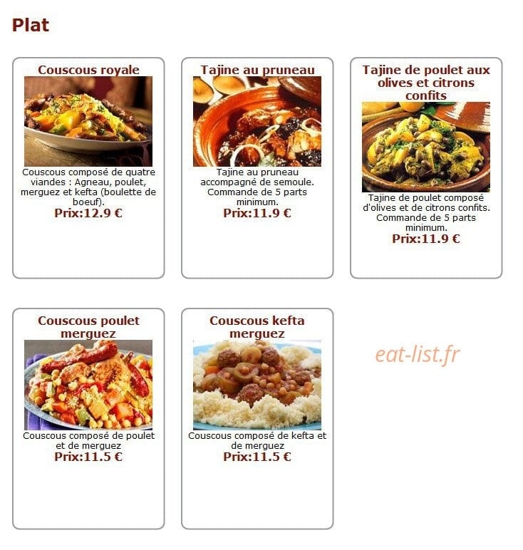 Couscous Assya — carte page 2