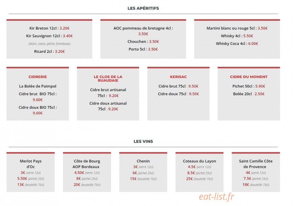 Crêperie Le Moulin Blanc — carte page 4