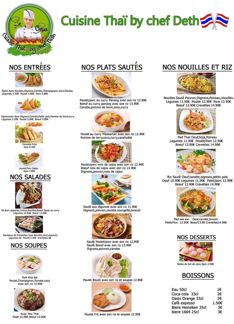 Cuisine Thaï by chef Deth — carte page 1