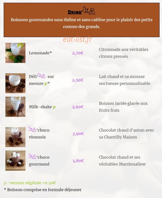 KA Coffee Shop — carte page 6