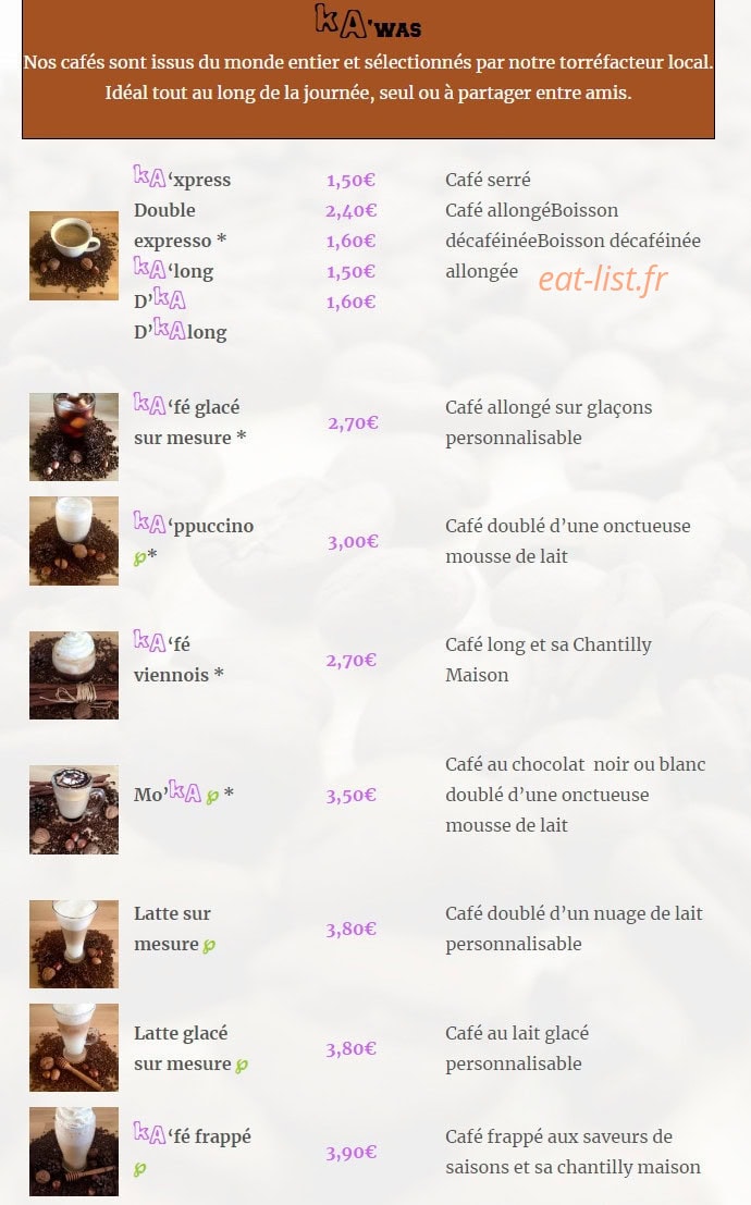 KA Coffee Shop — carte page 4