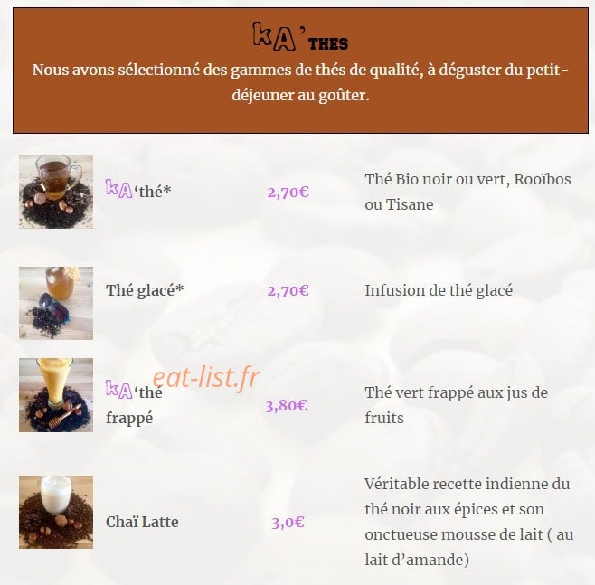 KA Coffee Shop — carte page 5